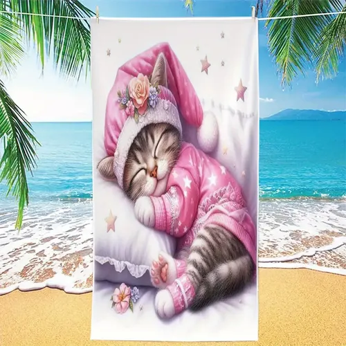 Gorro De Dormir Con Estampado Floral Para Gatitos, Toalla De