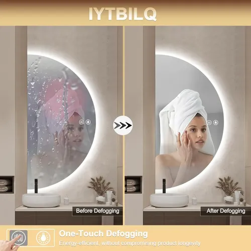 Espejo Led Baño Media Luna 48×24 Antivaho Luz Regulable