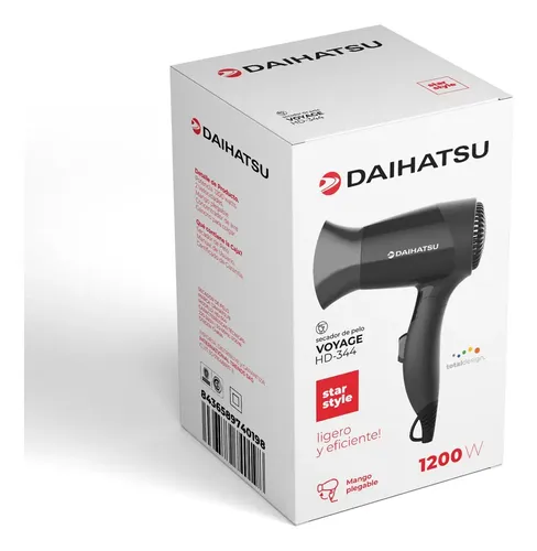 Secador De Cabello Daihatsu Pelo Hd-344 1200w Color Negro