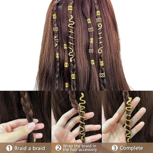 Set De 28 Aros De Pelo En Espiral, Trenzas Y Accesorios