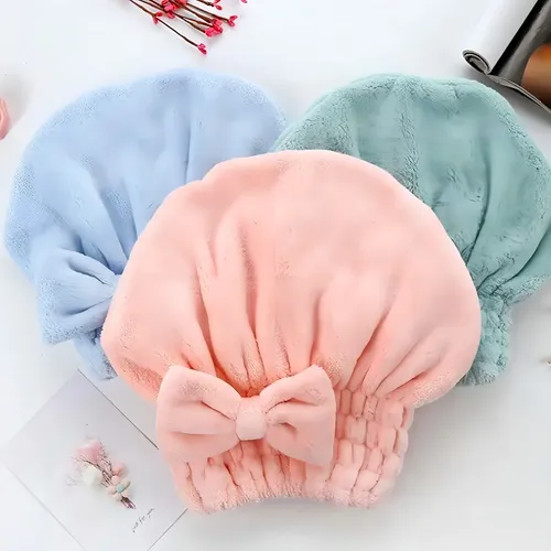 X5 Toalla Gorra Pelo Turbante Cofia Secado Rápido Mayorista