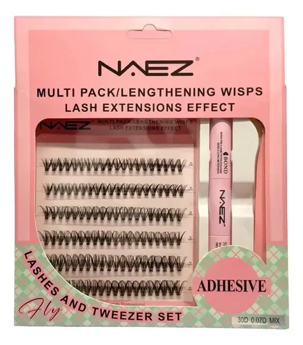 Kit Pestañas Postizas Cluster Naez 30d 0.07d Largos Mix Negro 30d 0.07d Mix