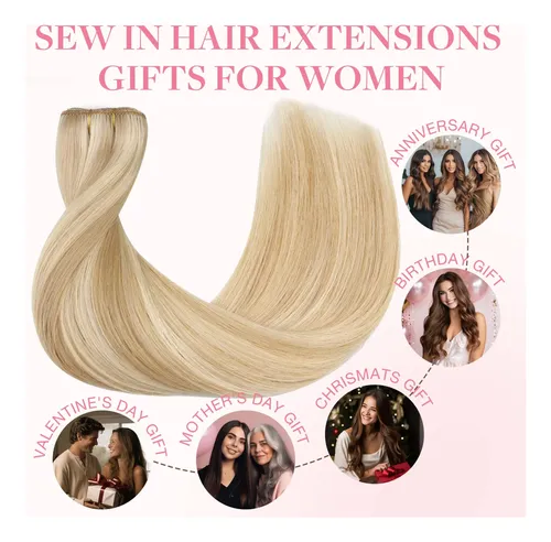 Extension Cortina De Pelo Humano Real 35cm 100g Rubio Oscuro