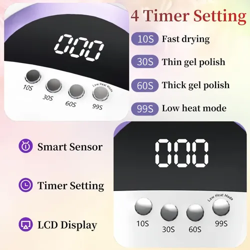 Lámpara De Uñas Led Uv Dmjwan 300w 72 Perlas 4