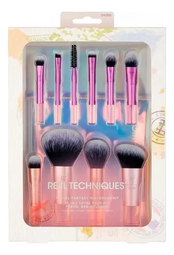 Set de Brochas de Maquillaje Real Techniques Travel Fantasy Mini Violeta de 10 Piezas con Estuche