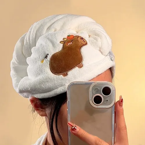 Capybara Hair Drying Hat Microfiber Hair Princess Capibala 6ee418425-a