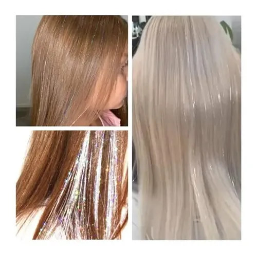 Kit Hebras Oropel Extensiones De Cabello Blanco Holografico