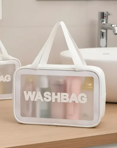 Neceseres De Viaje Washbag Trasparente Para Maquillaje Blanco Whasbag