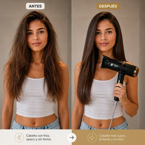 Secador De Pelo Profesional Para Viaje 2000w Exxtra Tech Con Boquilla Concentradora Compacto Liviano Aire Frío Calor Alta Potencia Rosa Claro