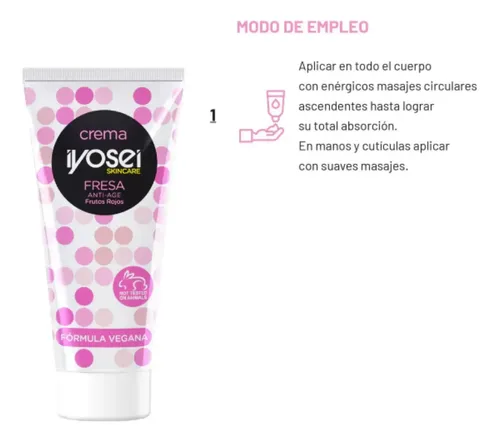 Crema para Manos y Cuerpo Iyosei con Fresa, Nutritiva y Antiedad de 60 g