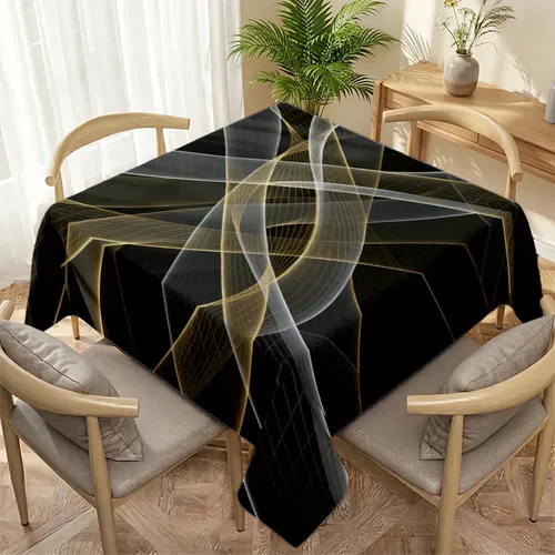 Pestaña De Comedor Negra Con Patrón Futurista Abstracto De R