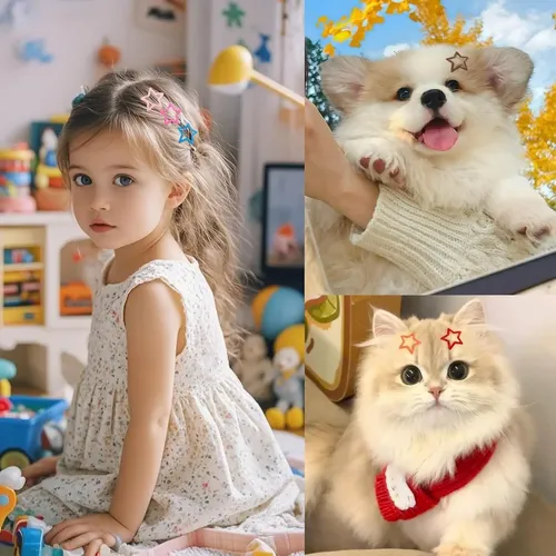 200 Pinzas De Pelo Con Forma De Estrella De Colores Para Niñ