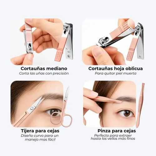 Set De Manicura Pedicura X7 Piezas Estuche Alicate Pinza