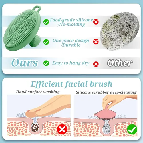 Set 4 Piezas Exfoliante Silicona Verde Para Baño Y Rostro