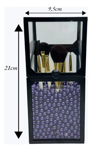 Organizador De Brochas Maquillaje Vidrio Premium Sin Pincel