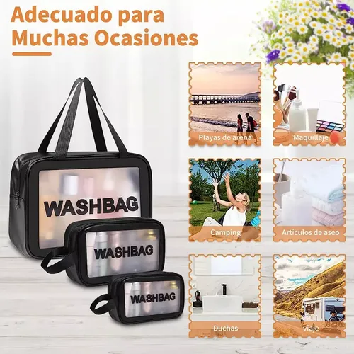 Estuches De Maquillaje Bolsa Cosmetiquera Set 3 Neceser Negro