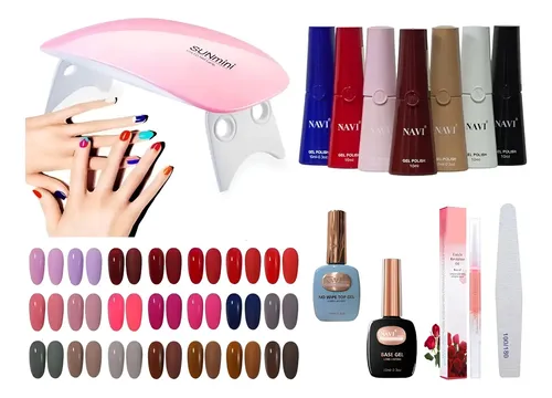 Cabina Led Uv Sun Mini 6w+ Base+ Top Coat+ Lima+ 2 Esmaltes