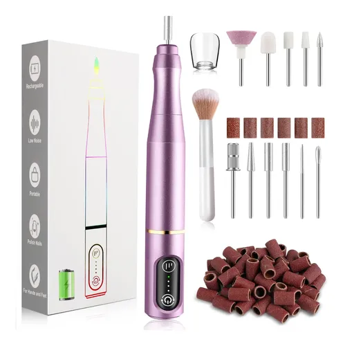 Tuobeo Kit De Lima Electrica Para Uñas 11 Piezas Morado Purple