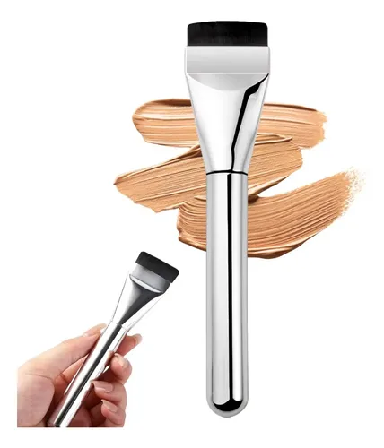Brocha Plana Para Base De Maquillaje Contorno Ultra Fina Color Plateado