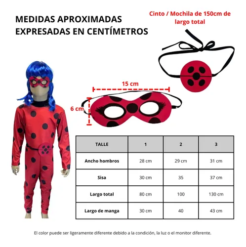 Disfraz Lady Bug Completo Peluca Cartera Antifaz Miraculous