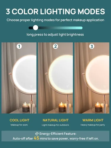 Espejo De Maquillaje Omiro De 8.5 Pulgadas Iluminado Con Aum