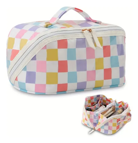 Neceser Cuadros Multicolor Transparente Asa Estuche
