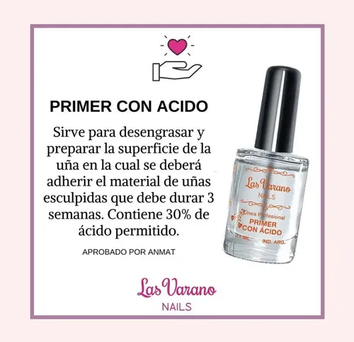Primer Con Ácido Uñas Esculpidas Esmalte Gel Las Varano 11ml