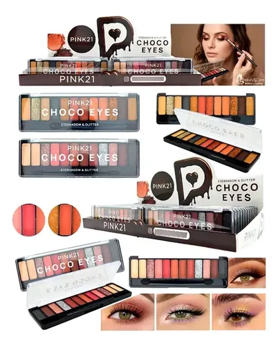 Paleta Sombras Pink21 Choco Eyes 24 Colores Matte Glitter