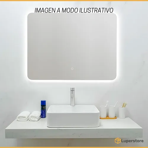 Espejo Rectangular Led Touch Tactil Colgar Luz Fria Baño