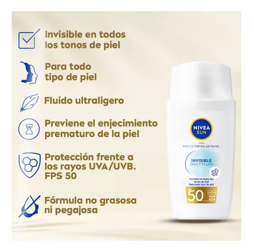 Nivea Protector Solar Facial Invisible Daily Fluid Fps 50 40