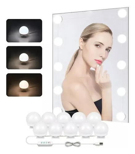 Focos Led Kit X10 Para Espejo Regulables 3 Modos Usb Luz 3 TONOS