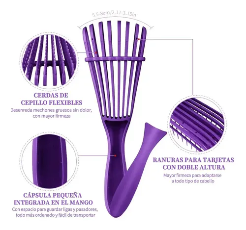 Cepillo De Cabello Para Rizado, 2 Piezas, Azul Y Morado