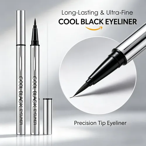 Delineador Líquido Resistente Al Agua 2pack: Negro +