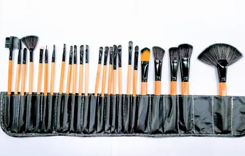 Set De 24 Brochas Y Pinceles De Maquillaje Profesional +estuche De Cuero Ecologico – Excelente Calidad