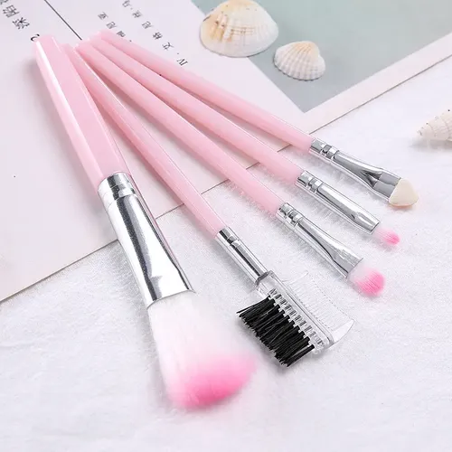 Set 5 Brochas De Maquillaje Suaves Color Rosa Cyfxx