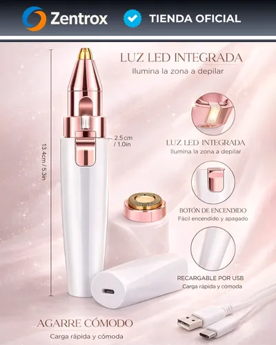 Depilador Facial Vello Corporal Luz Recargable 2 En 1 Mujer