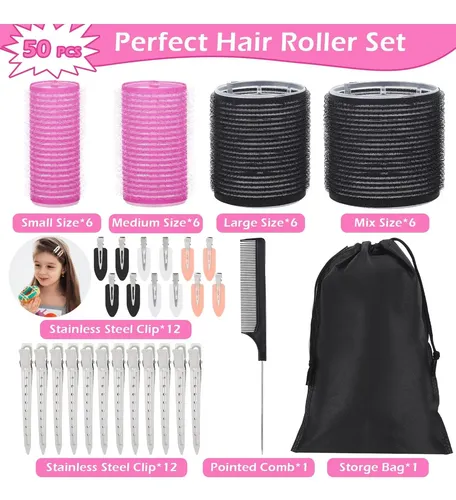 Juego De Rulos Autoadhesivos Ojxkz 50 Piezas Para Cabello