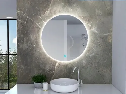 Espejo Touch Led Redondo 58 Cm Con Luz Cálida De Pared