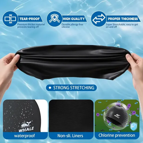 Gorro De Natación De Silicona Whale Impermeable, Antidesliza
