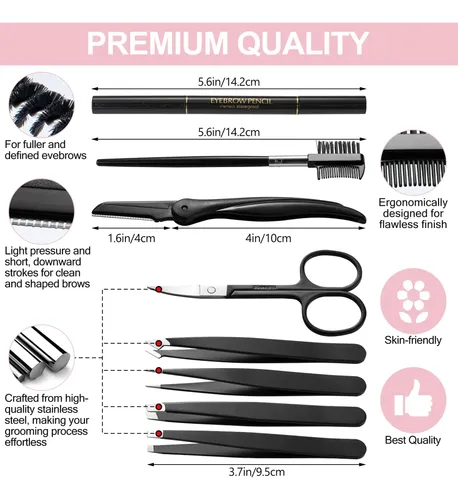 Kit De Cejas Studio Exquisite 8 En 1 Con Pinzas, Tijeras Y C