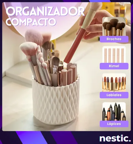 Organizador Brochas Pinceles Maquillaje Giratorio Nórdico