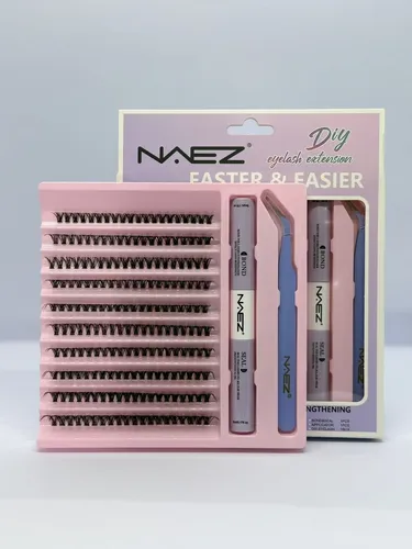 Set Pestañas Postiza Naez 40p Mix Adhesivo Sellador Pinza