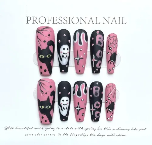 Uñas Postizas Press On Autoadhesiva Set Completo Halloween