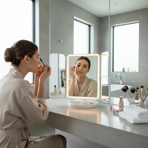 Espejo De Maquillaje Con Aumento 1x/2x/3x Led 3modos Recarga