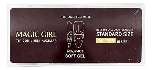 Tips Uñas Soft Gel Almendra Mate 240pcs 15 Tamaños