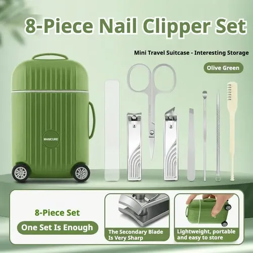 Set De Manicura De 8 Piezas En Mini Maleta, Uñas De Viaje.