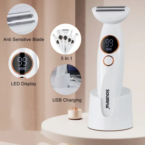 Depiladora Eléctrica 5 En 1 Mujer Cejas Y Nariz Blanco