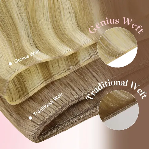 Extension Cortina De Pelo Humano Real 35cm 40g Rubio Reflejo
