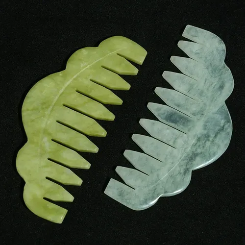 Peine Masajeador Verde De Piedra Natural Para Gua Sha
