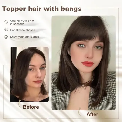 Pieza De Peluca Ms Para Cubrir Cabello Gris Castaño Claro